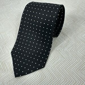 LRL Ralph Lauren Men's Necktie 100% SILK Black/White POLKA DOT Made In‎ USA